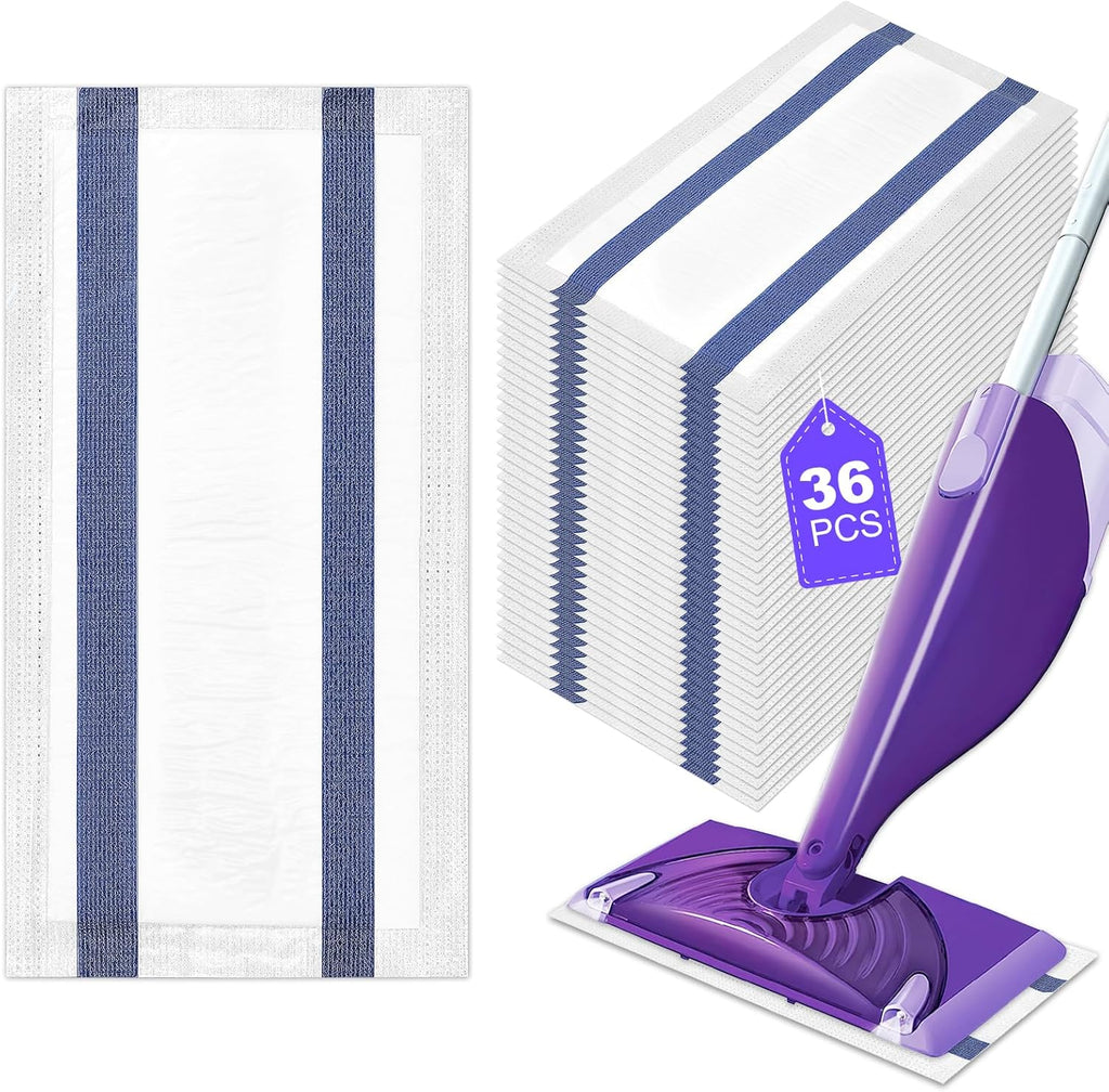 Microfiber Floor Mop Pads 36 Count Compatible with Swiffer WetJet for Wet & Dry Use, Disposable or