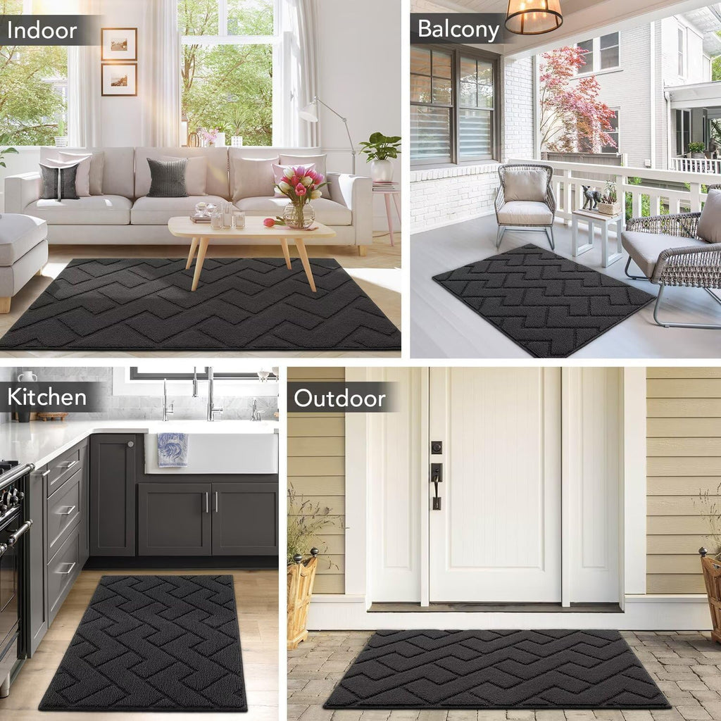 hicorfe Front Door Mat Outside Entrance,32"x40" Absorbent Muddy Dirt Resist Welcome Door Mats