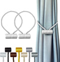 Hion Magnetic Curtain Tiebacks White 2pcs, Curtain Tiebacks Buckles Holdbacks Holders Hooks Clip