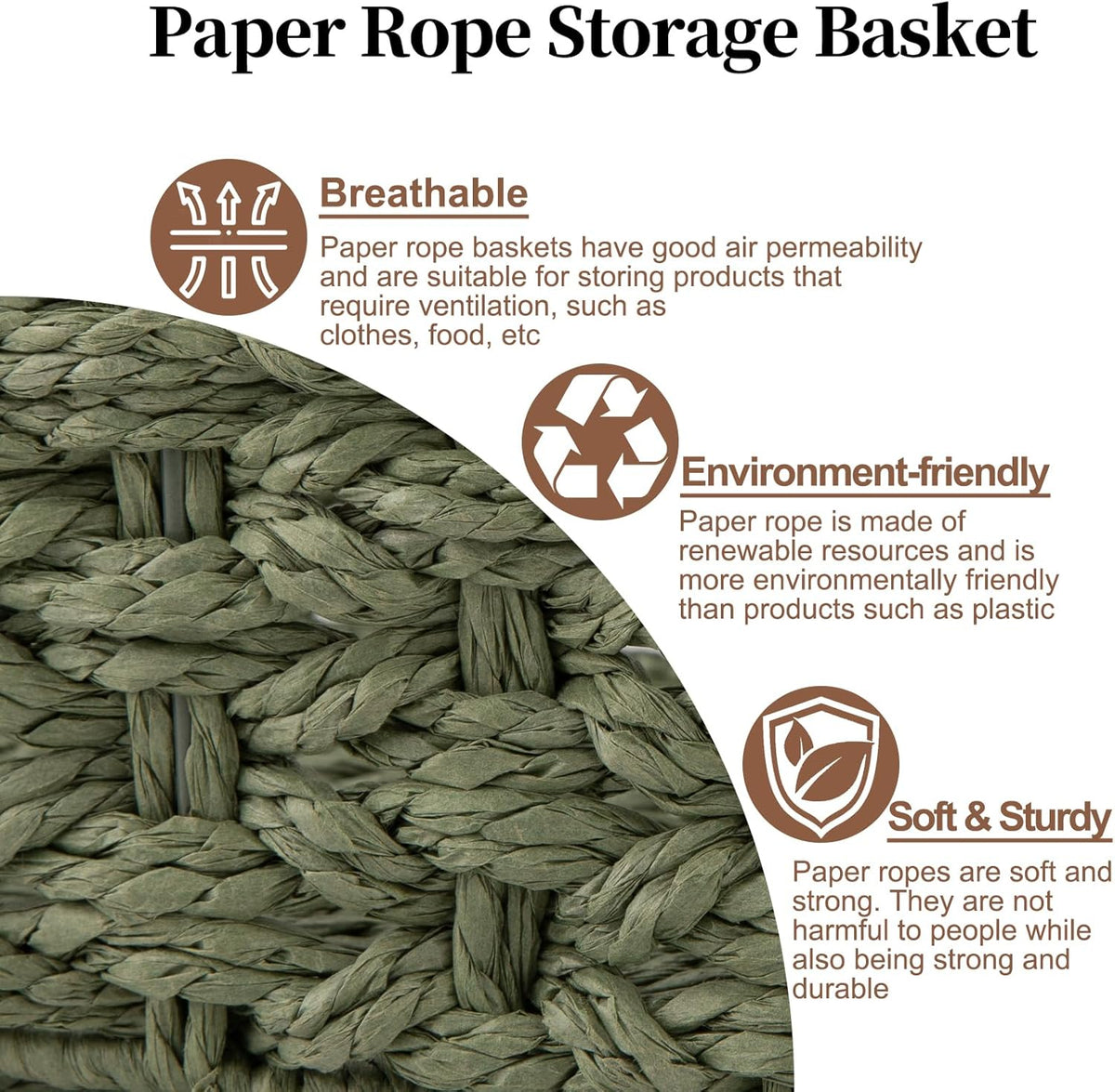 OIAHOMY Toilet Paper Baskets Handmade Paper Rope Decorative Wicker Storage Tank Shelf Cabinet