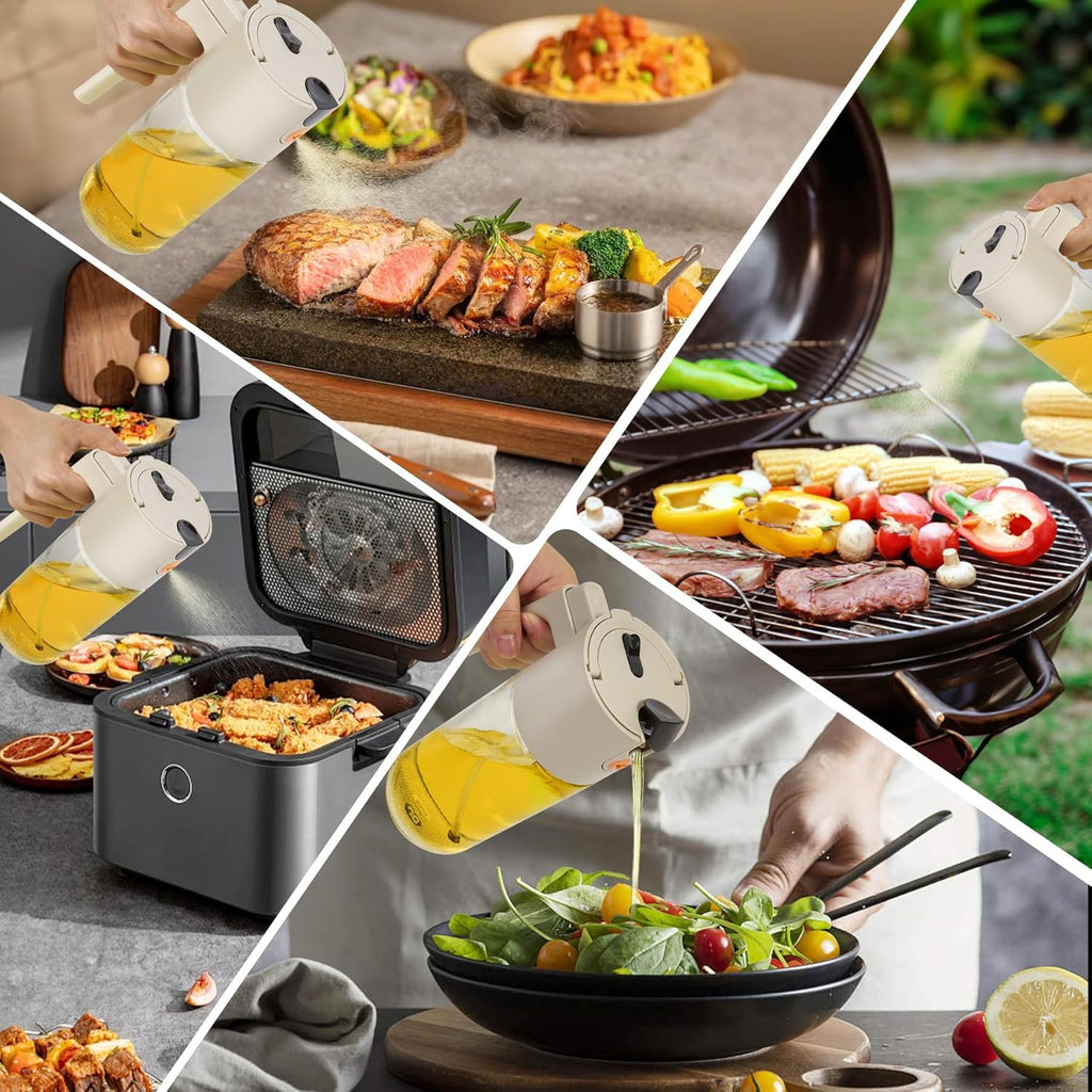 Oil Sprayer For Cooking with Leak-Proof Seal, One Touch Mist - 600ML Kitchen Oil Dispenser Bottle