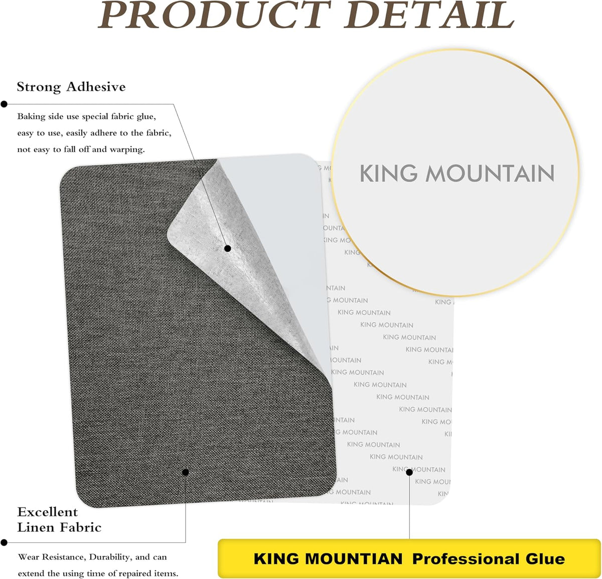 KING MOUNTAIN Fine Linen Repair Patches, Self-Adhesive Linen Fabric Patches, 8X11 inch Extra Size