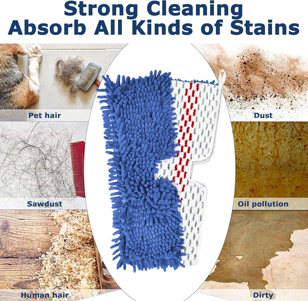 3 Pack Microfiber Mop Head Refills for O-Cedar Dual-Action Flip Mop, Reusable Chenille & Microfiber