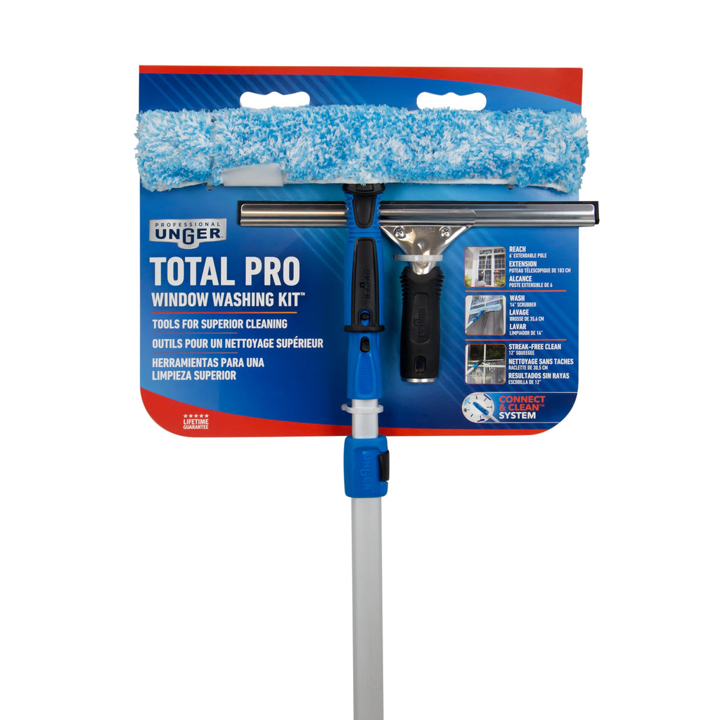 Unger Professional Connect and Clean Total Pro Cleaning Kit, All-in-One Household Window Washing