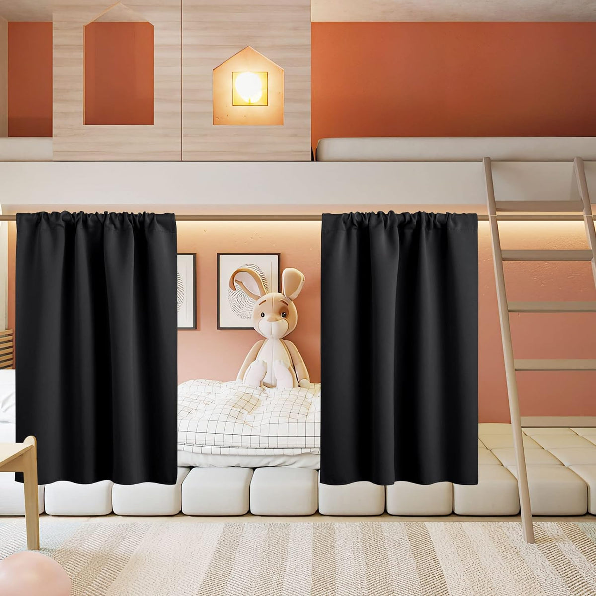 RYB HOME Small Curtains for Kitchen Window - Blackout Privacy Portable Curtain Set for Bedroom