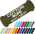 TECEUM Cotton Rope 3/16” (5 mm) – 50 FT – Strong All-Purpose Braided Rope – Natural Cotton – for