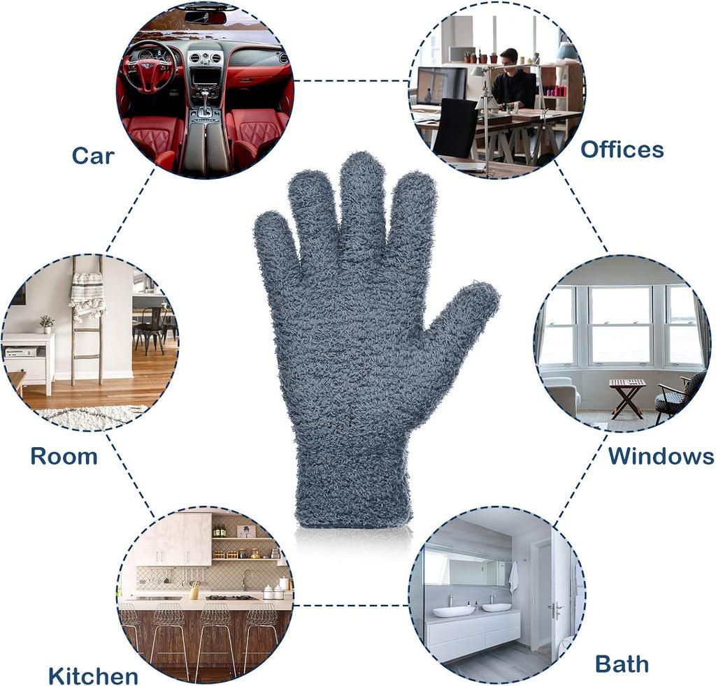 Patelai 2 Pairs Microfiber Gloves for plants Dusting Cleaning Glove Mittens House Cars Blinds