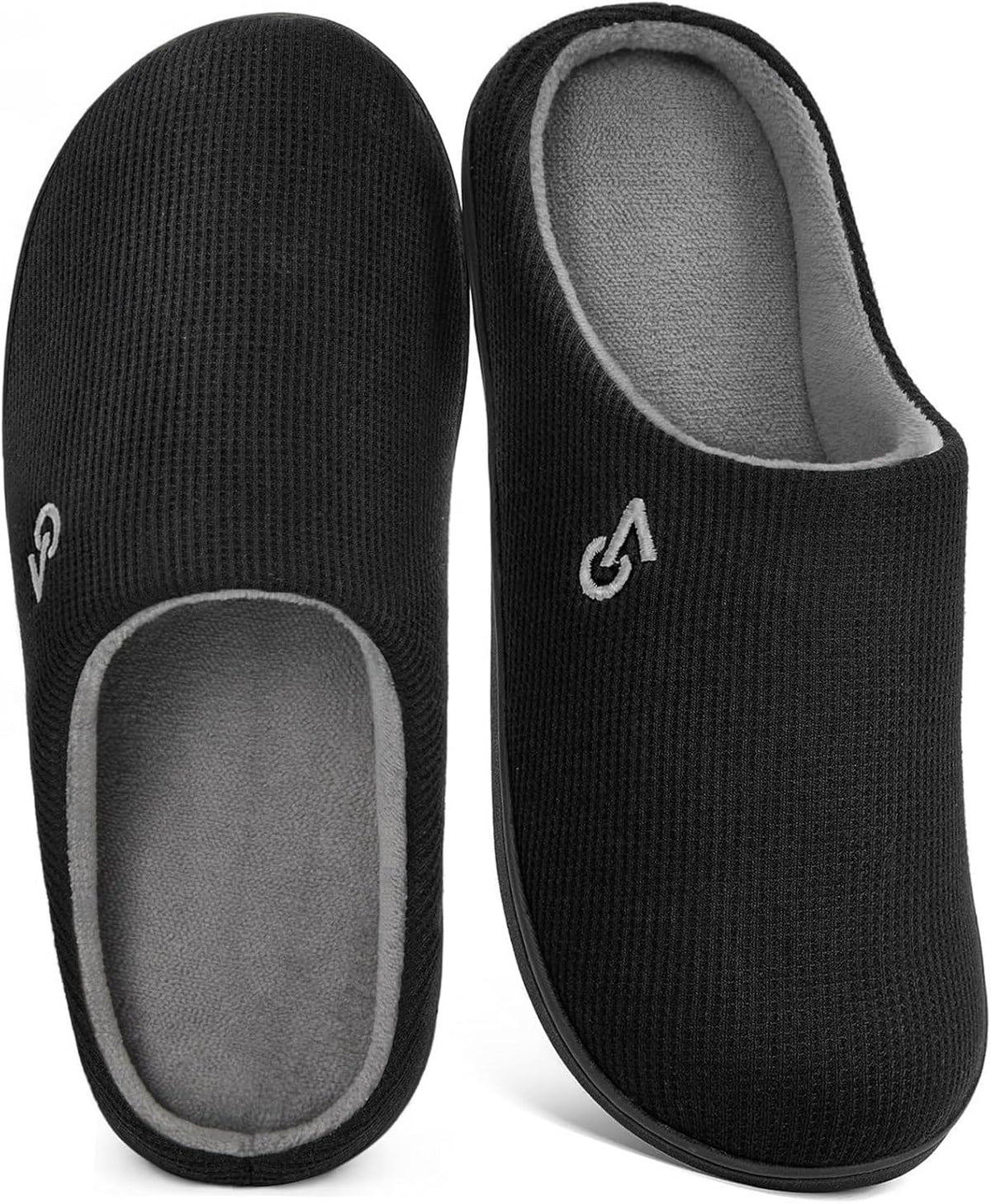 VeraCosy Men's Two-Tone Memory Foam House Slippers Indoor Outdoor Durable Rubber Sole