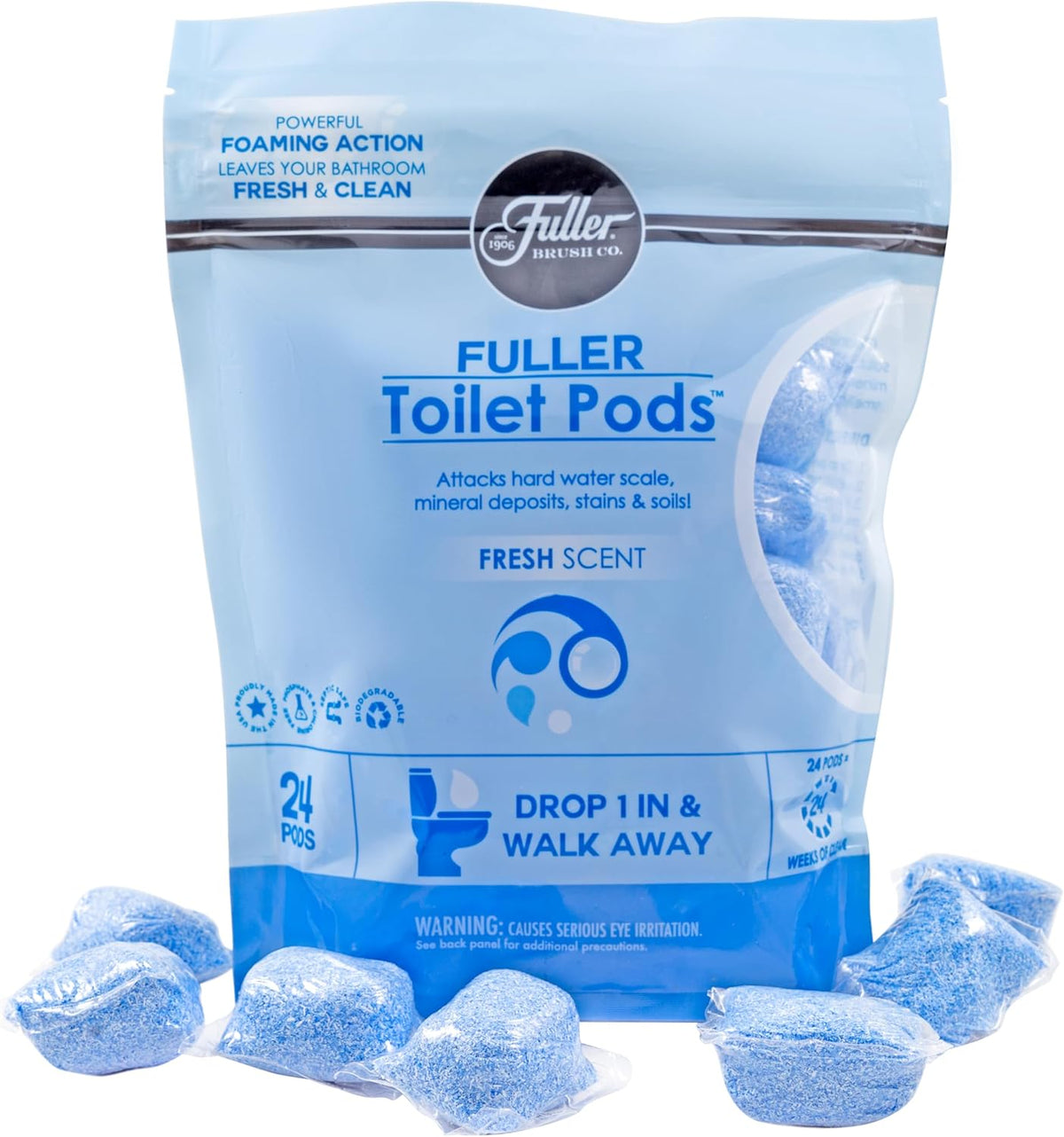 Fuller Brush Toilet Bowl Cleaner Pods - Water Soluble Tablet Cleansers - Cleans Descales &
