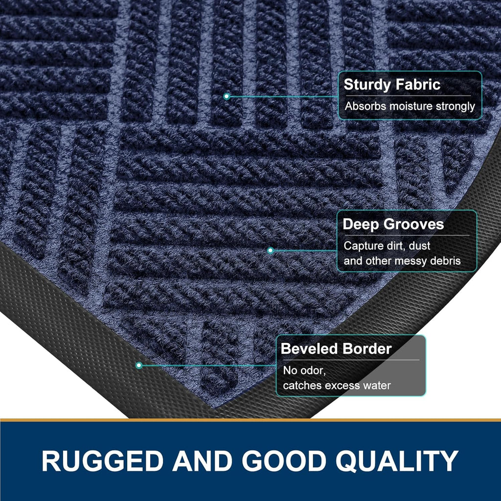 Smiry Half Circle Front Door Mat Outside Entrance, Heavy Duty Outdoor Indoor Natural Rubber
