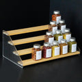 nianfeng Tiered Spice Rack, 4-Tier Spice Pantry Kitchen Cabinet Organizer, 16-Inch, Natural Wood