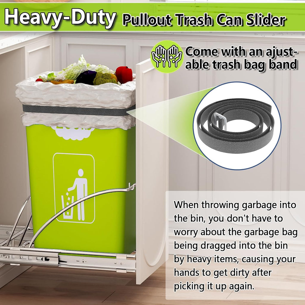 Pull Out Trash Can Slide Rail Under Cabinet 7-13 Gallon 50 Qt Under Sink Trash Can Pull Out Trash