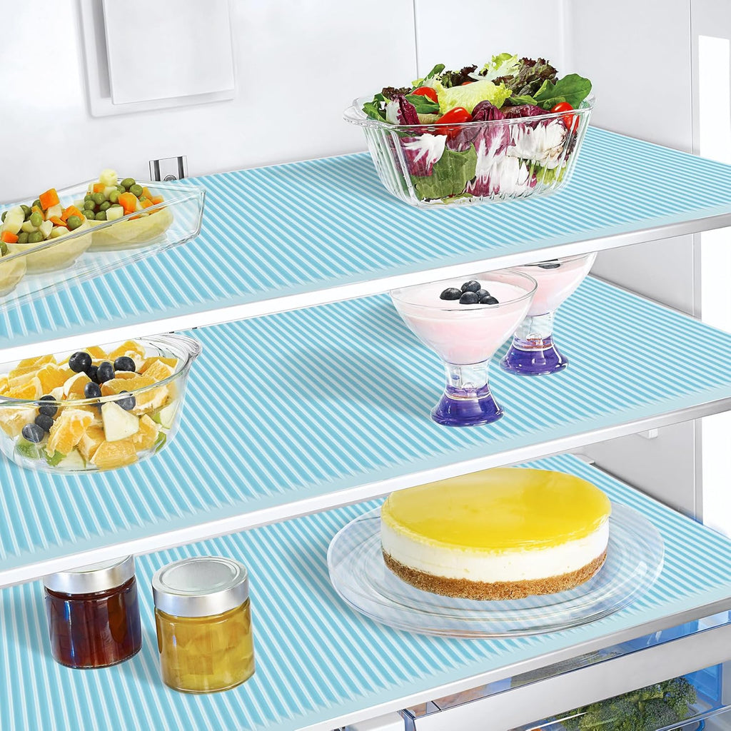 Non-Slip Silicone Refrigerator Liners for Shelves, Reusable Washable Fridge Shelf Drawer Liners