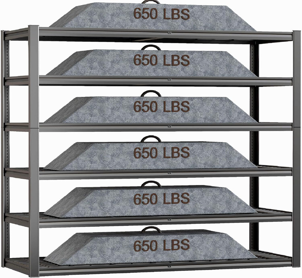 60" Wide Heavy Duty Garage Shelving Adjustable 6 Tier Garage Storage Shelves 3900LBS Metal Shelving