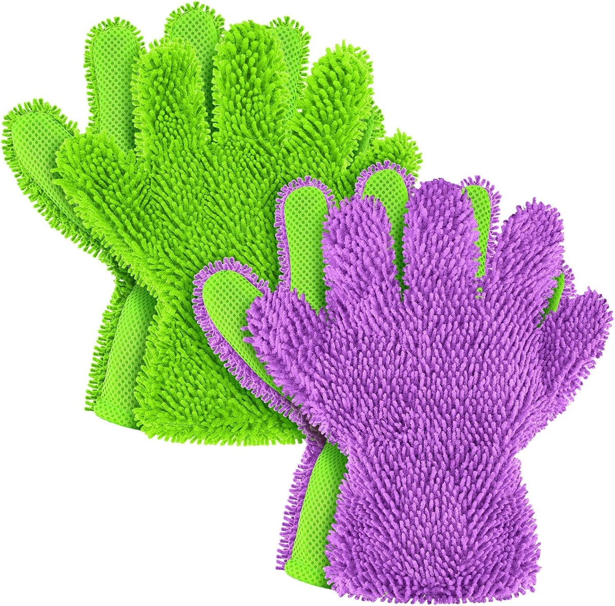 Ferraycle 2 Packs Car Wash Mitt 5 Finger Microfiber Wash Mitts Auto Car Dusting Gloves Double Sided