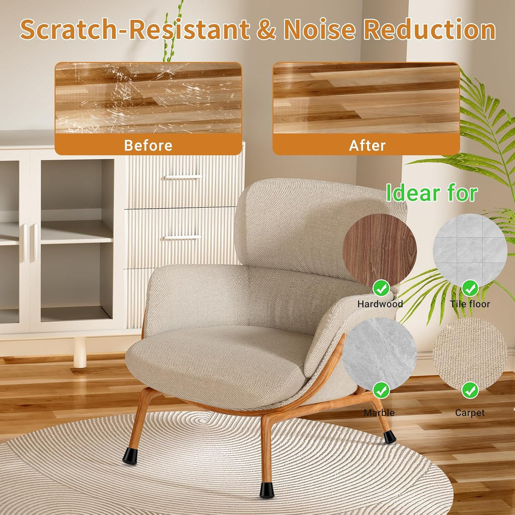 24 PCS Silicone Chair Leg Floor Protectors Small (0.8"-1") Rubber Felt Furniture Pads Chair Legs
