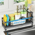 Cisily Extra Large Sink Caddy Organizer with Drying Stone, Black Sponge Holder for Kitchen, Dish