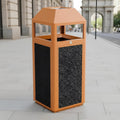 Commercial Metal Outdoor Trash Can with Lid, Lockable Outdoor Garbage Can with Nature Stone Panels
