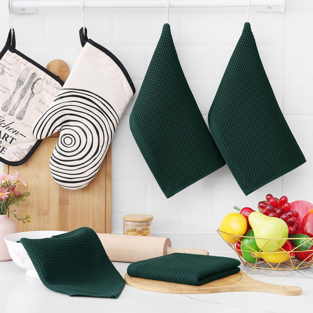 Homaxy 100% Cotton Waffle Weave Kitchen Dish Cloths, Ultra Soft Absorbent Quick Drying Dish Towels