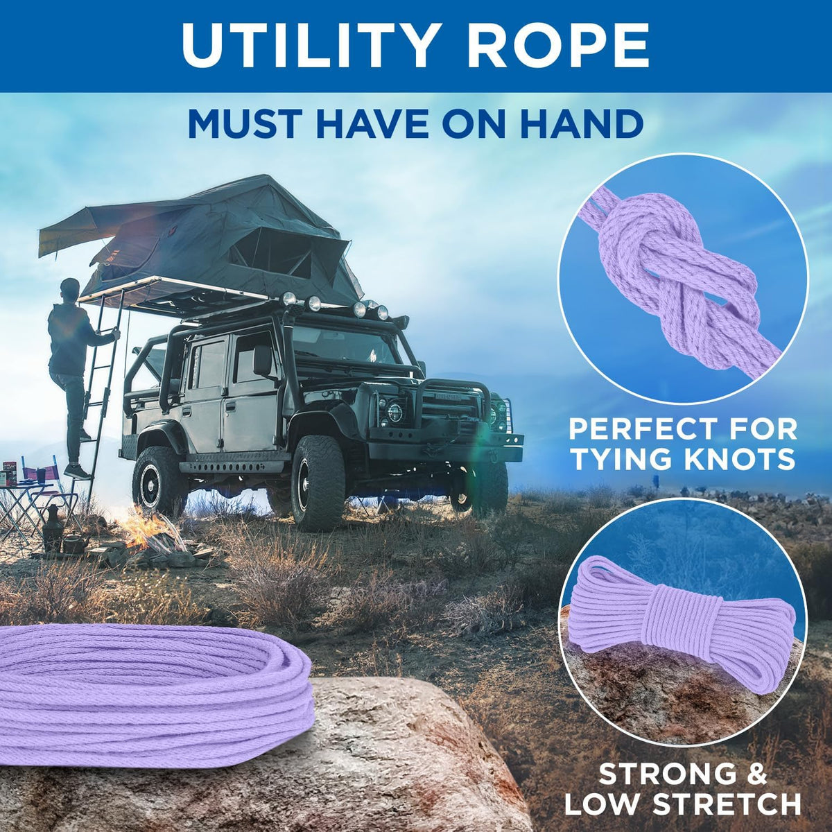TECEUM Cotton Rope 3/16” (5 mm) – 50 FT – Strong All-Purpose Braided Rope – Natural Cotton – for