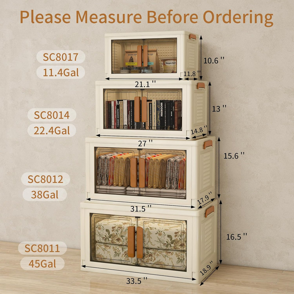 Plastic Stackable Storage Bins with Lids and Wheels, Foldable Closet Organizers and Storage