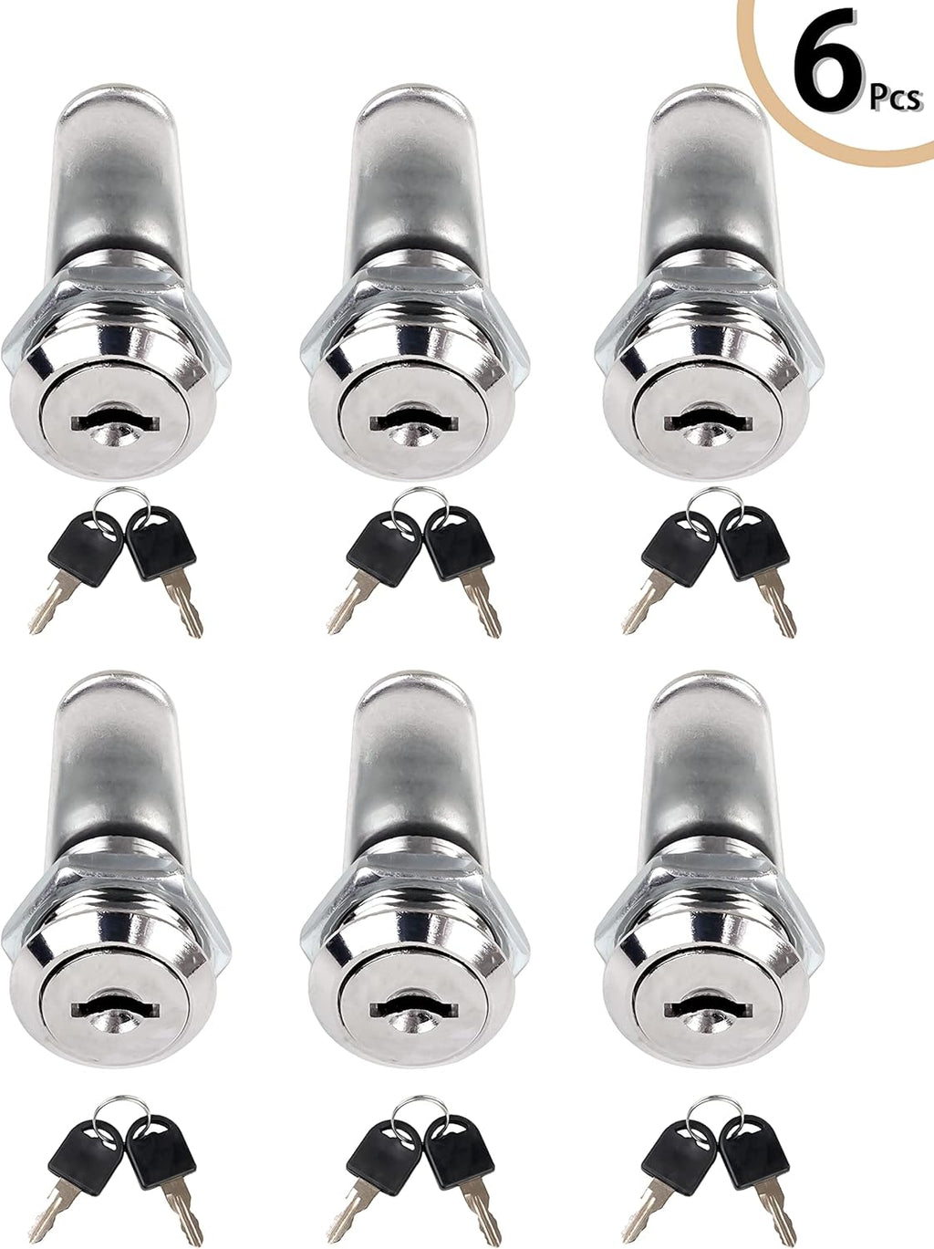 Cabinet Locks, 6 Pcs MoHern Keyed Alike 5/8 Inch (16mm) Rv Storage Lock, Cylinder Locks, Zinc Alloy