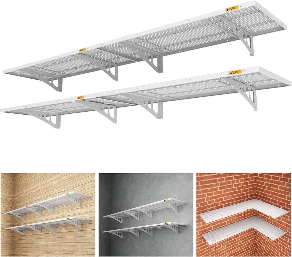 4Pack 1.64x4ft Adjustable Metal Garage Wall Shelving Heavy Duty Garage Storage Shelf Wall Mounted