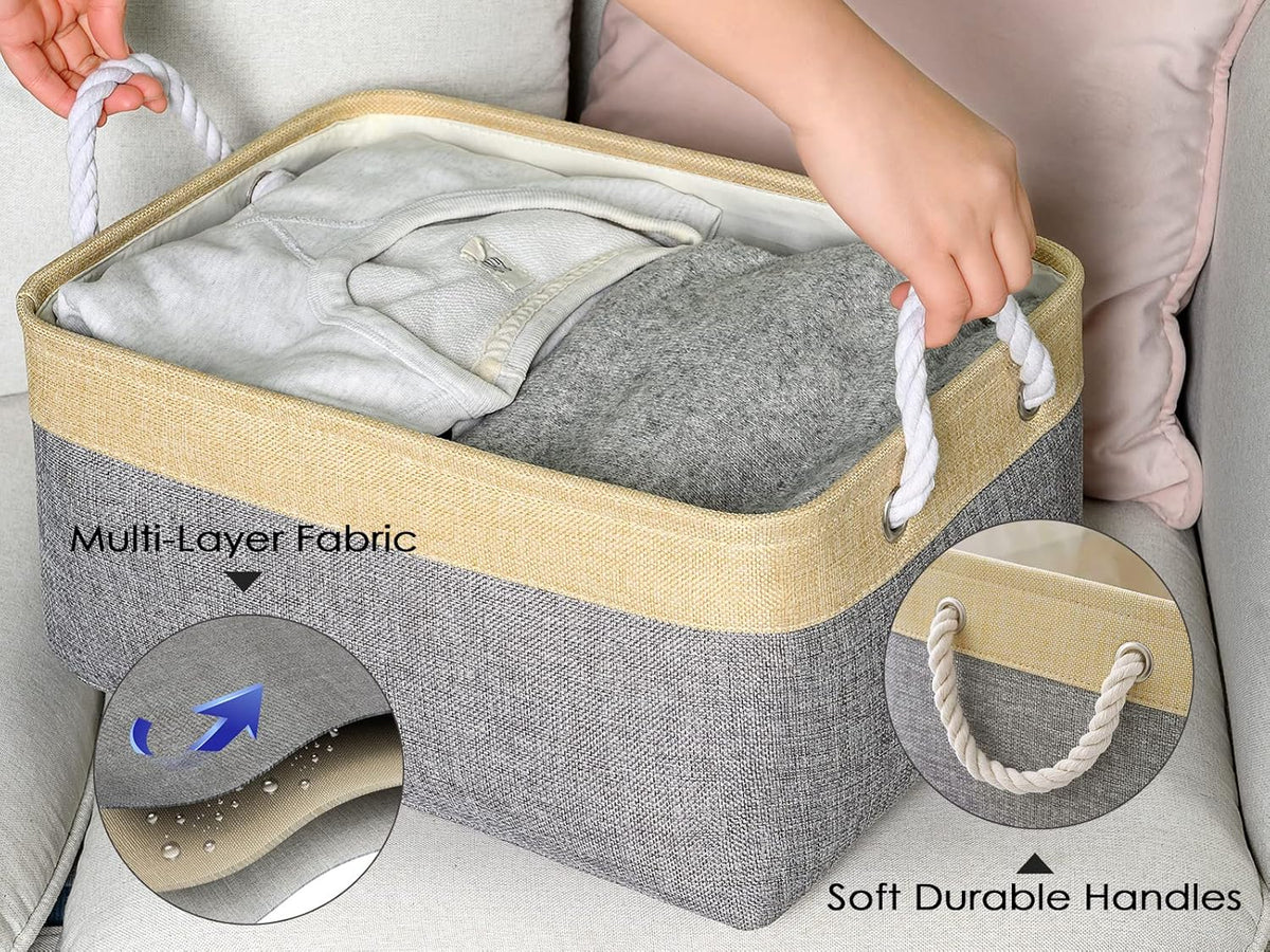 TheWarmHome Storage Basket for Organizing - 3 Pack 14x10x7 inch Large Collapsible Storage Bin for