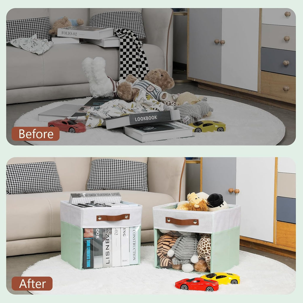 HNZIGE Clear Storage Cubes Bins 11 x 11, Fabric Storage Cube Bins for Storage Organizer,Shelf