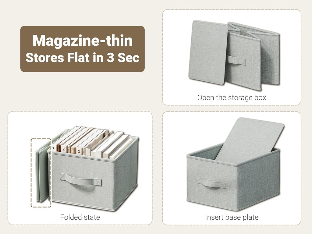 3 Pack Fabric Storage Bins for Shelves | 14.75x10.25x8.25 in Storage Baskets | Fabric Closet