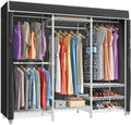 VIPEK V5C Bedroom Armoires Portable Clothes Closet Rack, White Metal Clothing Rack with Black