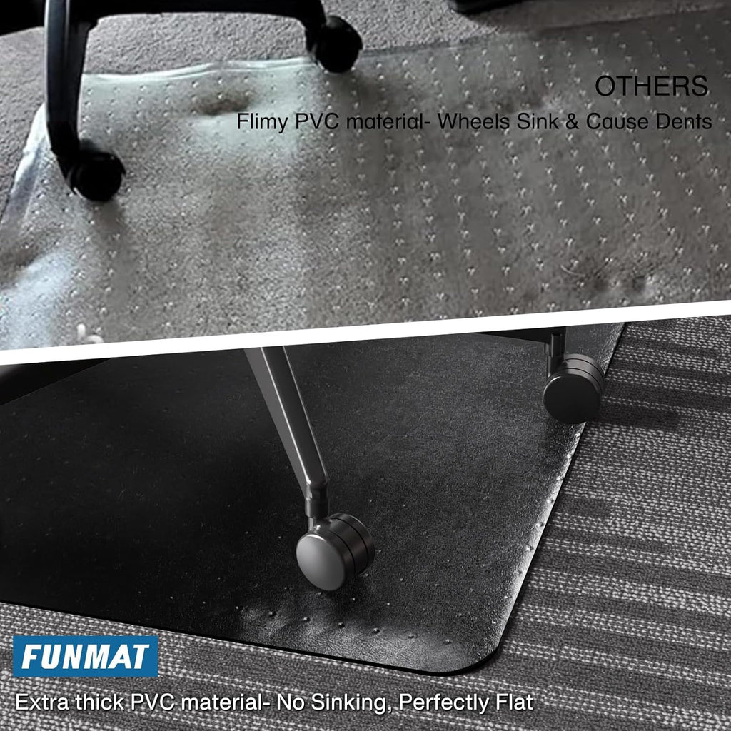Chair Mat for Carpet, 46" x 60" Desk Chair Mat for Carpeted Floors, Non-Slip Office Vinyl Mat for