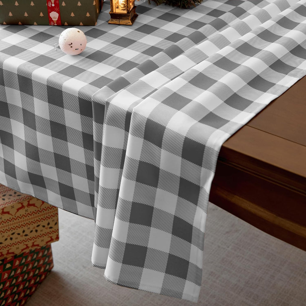 Classic Gingham Buffalo Tablecloth Fabric - Oblong 58x144 Inch Water Proof Checkered Table Cloth