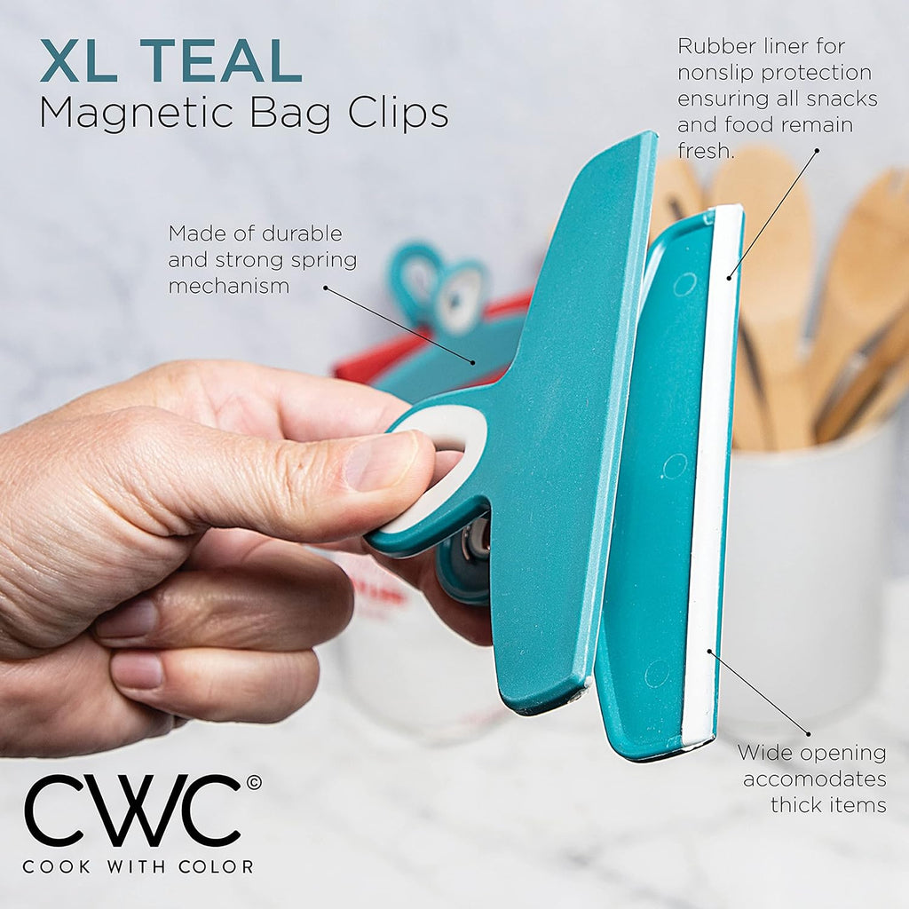 COOK WITH COLOR Bag Clips - Heavy Duty Chip and Refrigerator Magnet Clips for Food Storage with Air