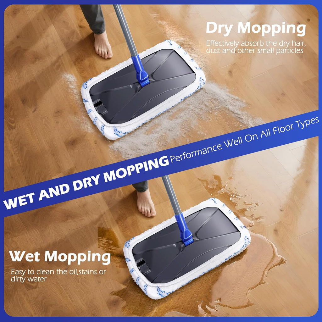 Masthome Microfiber Mop,Large Surface Flat Mop with 5 Reusable Pads,Hardwood Floor Mops for Dry and