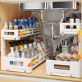 2-Pack 20.47"Deep Under Sink Organizer And Storage,2-Tier L-Shaped Pull Out Cabinet Organizer with