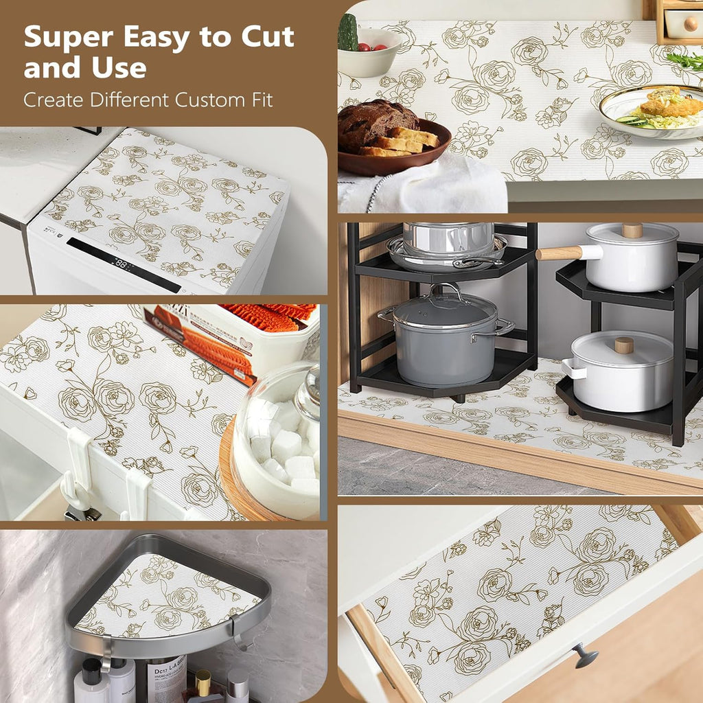 Shelf Cabinet Liner for Kitchen- Non Adhesive Drawer Liner Refrigerator Liner, Premium Waterproof