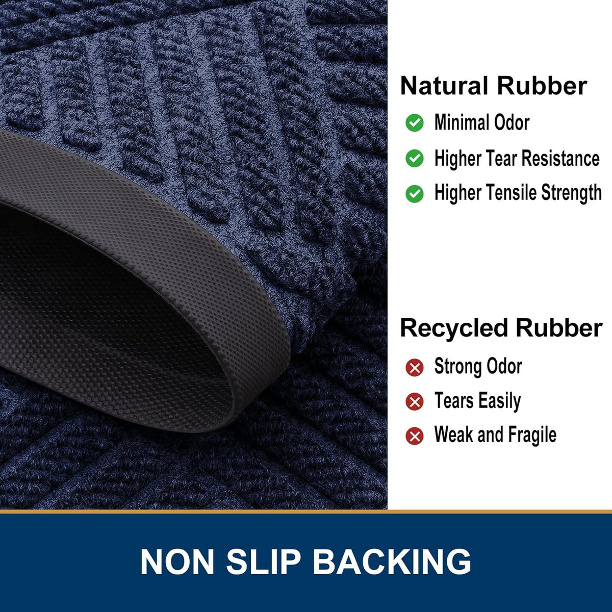 Smiry Half Circle Front Door Mat Outside Entrance, Heavy Duty Outdoor Indoor Natural Rubber