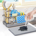 HapiRm Sink Caddy Sponge Holder - Kitchen Sink Organizer with Instant Drying Stone and Brush