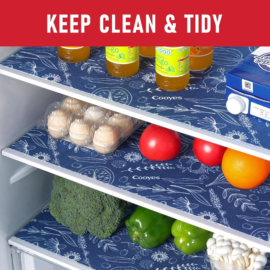 Cooyes 6 Pack Refrigerator Shelf Liners for French Door Fridge, 17.7" × 36" Extra Large, Non-Slip