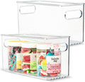 Plastic Food Storage 2 Pack Clear Container Bin with Handles for Organizing Kitchen, Pantry
