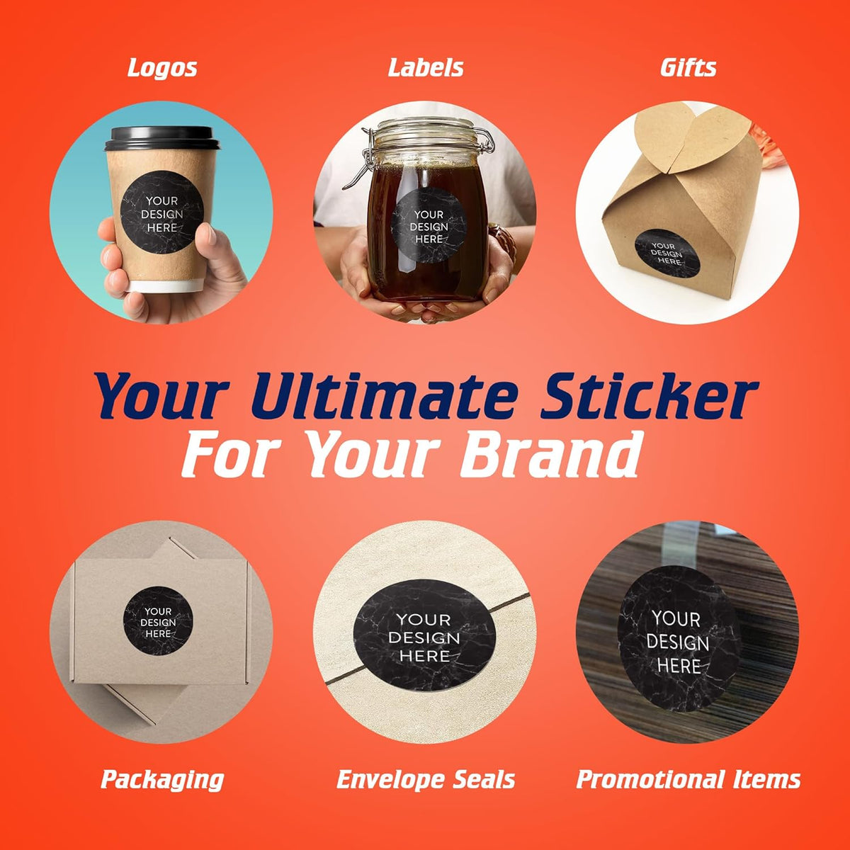 100 Custom Vinyl Stickers - Upload Your own Image, Text, Design, Logo - Personalized Logo Labels