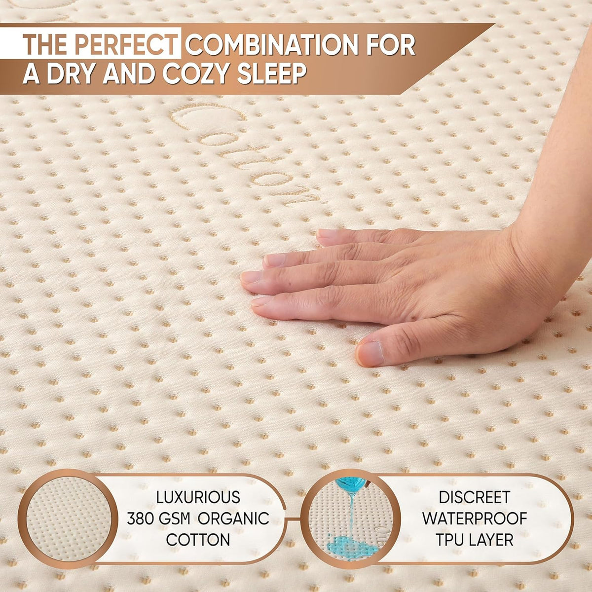 Luxury Waterproof Organic Mattress Protector Calif King - Organic Cotton Breathable Mattress Pad