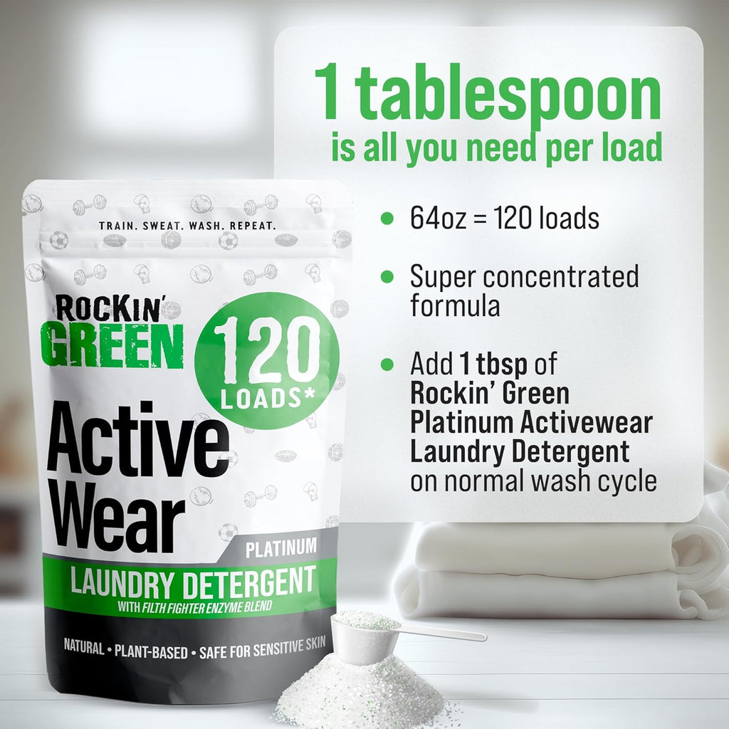 Rockin' Green Laundry Detergent, Plant based, All Natural Laundry Detergent Powder, Vegan and