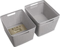 BINO | Woven Plastic Basket | Large (Natural Grey), 3-Pack | THE JUTE COLLECTION | Home
