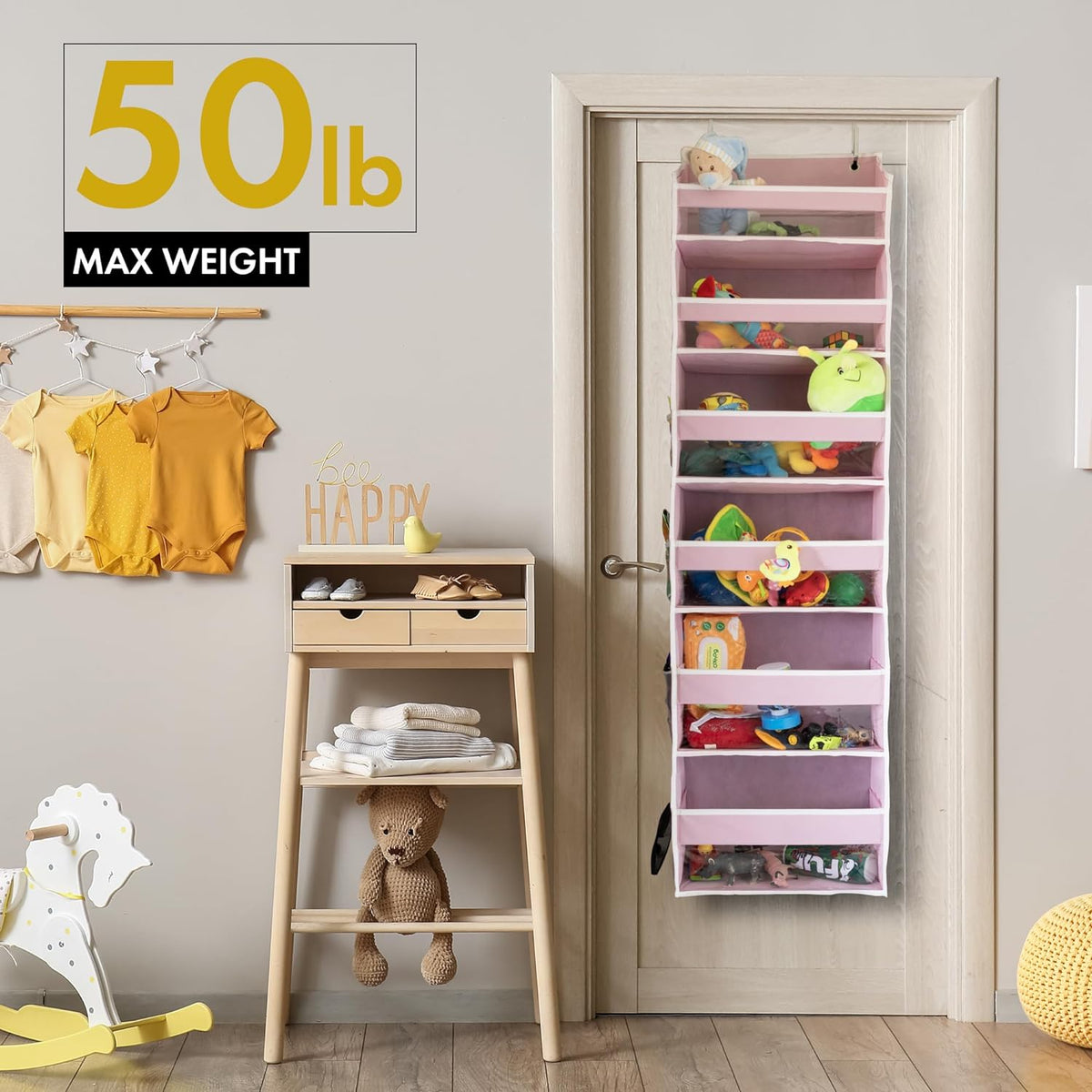 HOMELUX THEORY 1PC Heavy Duty Over the Door Organizer 55x14x6.7, 6 Large Front & 12 Side Pockets
