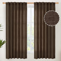 YoungsTex Brown Linen Curtains for Living Room 63 Inches Long, Chocolate Semi Sheer Drapes Textured