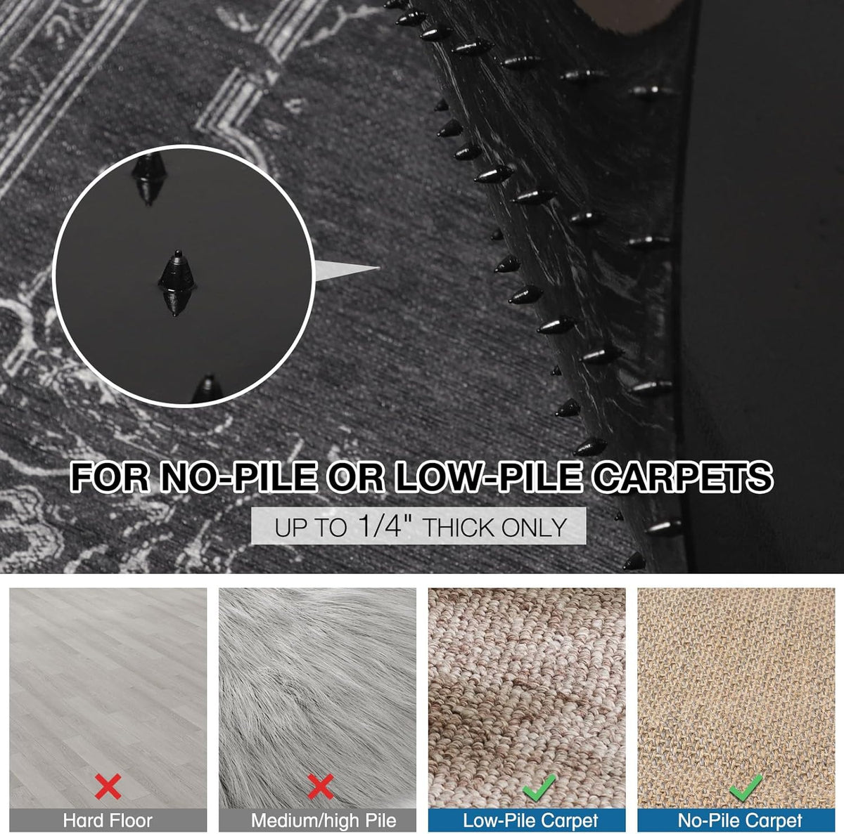 Chair Mat for Carpet, 46" x 60" Desk Chair Mat for Carpeted Floors, Non-Slip Office Vinyl Mat for