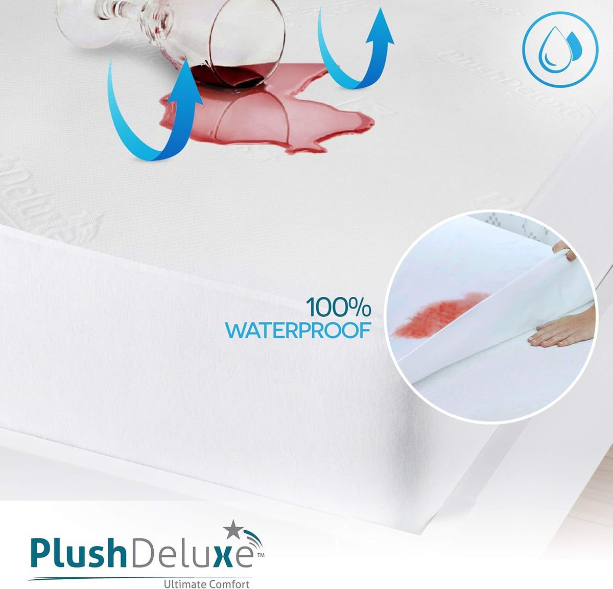 PlushDeluxe Premium Bamboo Mattress Protector – Queen Size, Waterproof, & Ultra Soft Breathable