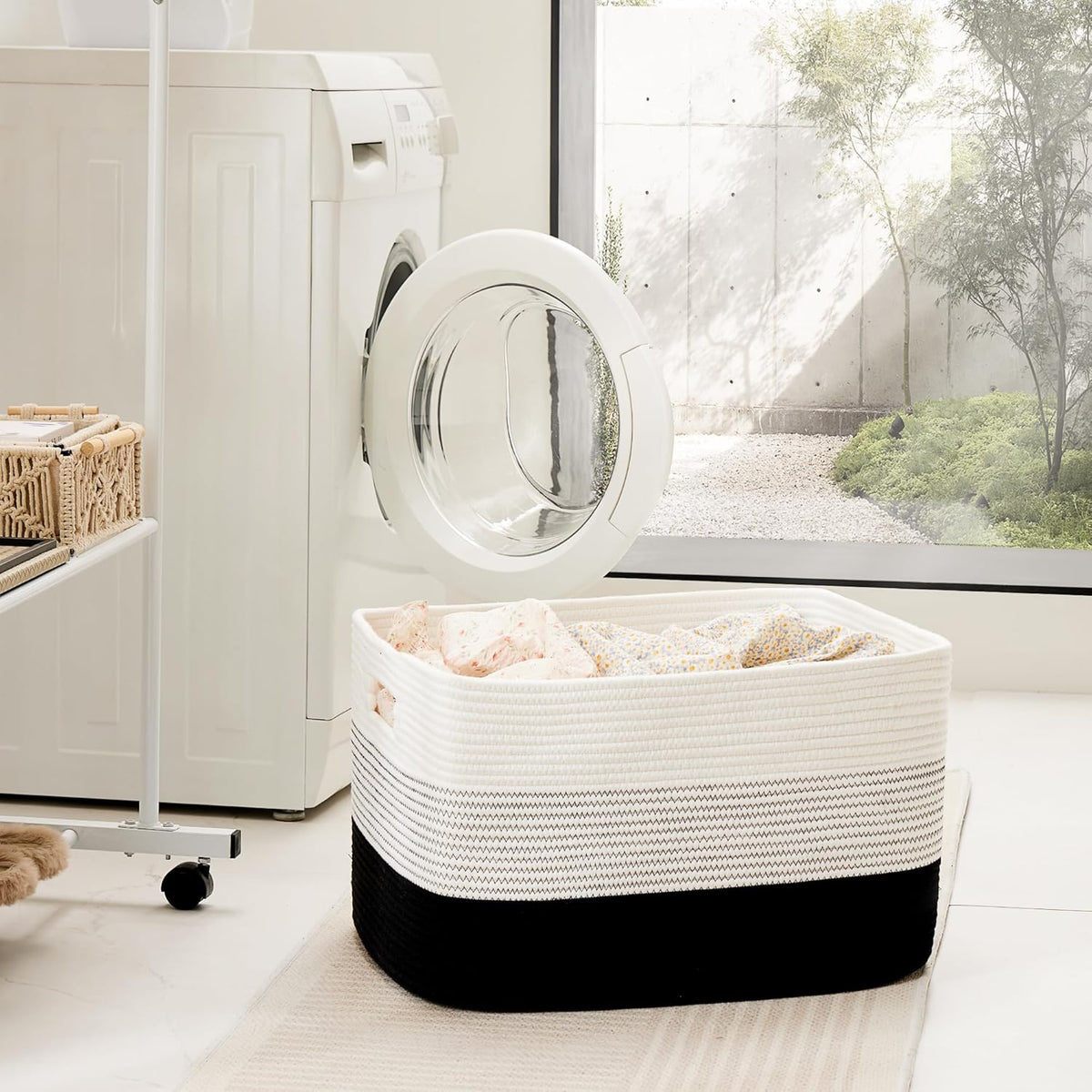 Blanket Basket,Rectangle Woven Baskets for Storage,30L Laundry Basket for Decorative Nursery